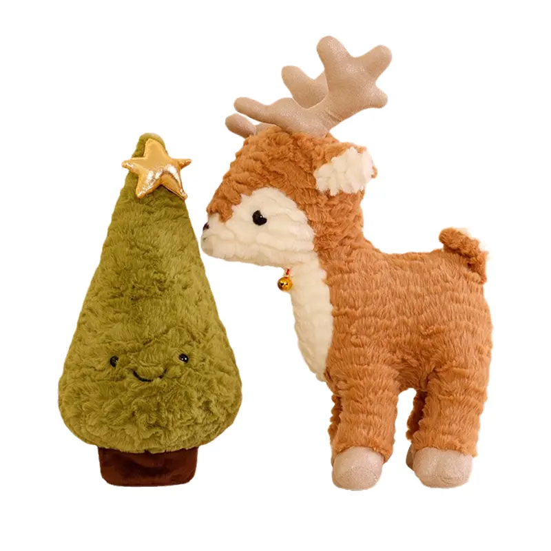 Boneka ornamen pohon Natal, ornamen rusa mewah hadiah ulang tahun liburan mainan mewah