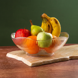 Anax Small Transparent Ribbed Fruit <b>Basket</b> Bowl Food Safe <b>Plastic</b> Storage for Kitchen Counter Fridge Table Centerpiece Gift - Product Image 1