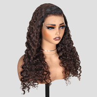 T1B/4 # Wig tanpa lem keriting birai besar rambut manusia, Wig rambut Virgin Brasil, realistis prabayar & belahan Multi