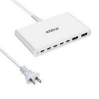 Station de charge Mindpure 455W GaN, chargeur USB C de bureau à 7 ports, 5 USB-C, 2 USB-A, PD 100W, 65W, charge rapide pour ordinateurs portables