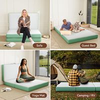 Matelas en mousse à mémoire de forme pliable en trois parties, lit de sol portable Queen, 6 pouces, pliable, lavable, avec poignée, base antidérapante, pour camping-car