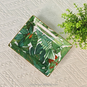 Creative Retro Rainforest 20.5cm Storage Tray Home Restaurant Bone China Ornament Tray <b>Ashtray</b> - Product Image 2