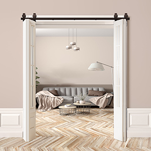 Aag công nghiệp 2133mm Bifold Barn Door Kit với MDF/rắn tấm gỗ treo trượt phần cứng lên đến 150kg Công suất - Product Image 6