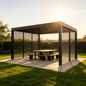 Pérgola de Aluminio con Persianas Ajustables, Motorizada, Impermeable, Bioclimática, para Jardín, Gazebo, Pabellón - Product Image 1
