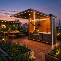 Cuisine extérieure modulaire de luxe haut de gamme en conteneur préfabriqué avec ensemble complet de barbecue pour les grillades à domicile