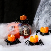 Bougies LED d'Halloween en forme d'araignée avec bougies chauffe-plat citrouille et accessoire œil lumineux pour centre de table de maison hantée et décoration de fête