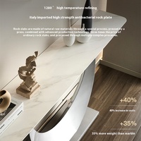 Table Console Moderne de Luxe en Bois et Métal, Décoration Élégante avec Dalle de Roche pour Salon ou Meuble d'Entrée