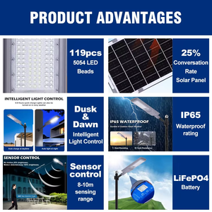 <span class=keywords><strong>BEWAY</strong></span> - Farola LED Solar para Exteriores de Aluminio y PC, Precio de Fábrica, IP65, SMD, 100 W, 200 W, Control Remoto, Garantía de 2 Años - Product Image 2