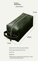Trousse de Toilette en Cuir Crazy Horse pour Hommes, Organisateur de Voyage, Pochette Zippée en Forme de Boîte, Sac de Transport avec Poignée, Pochette de Voyage en Cuir