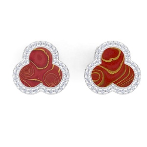 Original Handmade Jewelry Intangible Cultural Heritage Shamrock 925 Silver Rhinoceros Skin Lacquer Xipi Lacquer Earrings