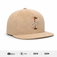 Op maat gemaakte 3D geborduurde logo suède baseballcap luxe golf 6-panel gestructureerde gebogen klep tropische blad marineblauwe sportcap