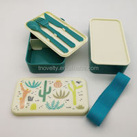 Boîte à lunch bento en plastique rectangle d'école à double couche de bonne qualité PP Cartoon