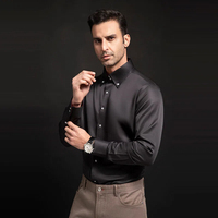 Chemise haut de gamme pour homme à col montant, couleur unie, avec boutons en cristal, nouveau style printemps-automne, taille européenne, pour le commerce extérieur transfrontalier