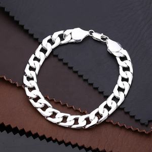 Magnifique bracelet en chaîne cubaine classique en argent plaqué argent pour hommes - Product Image 5