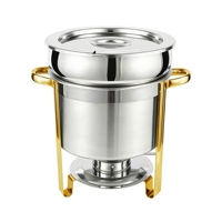 Plat à chafing rond de luxe plaqué or, chauffe-plats de buffet, support de traiteur pour hôtels, restaurants, mariages et événements