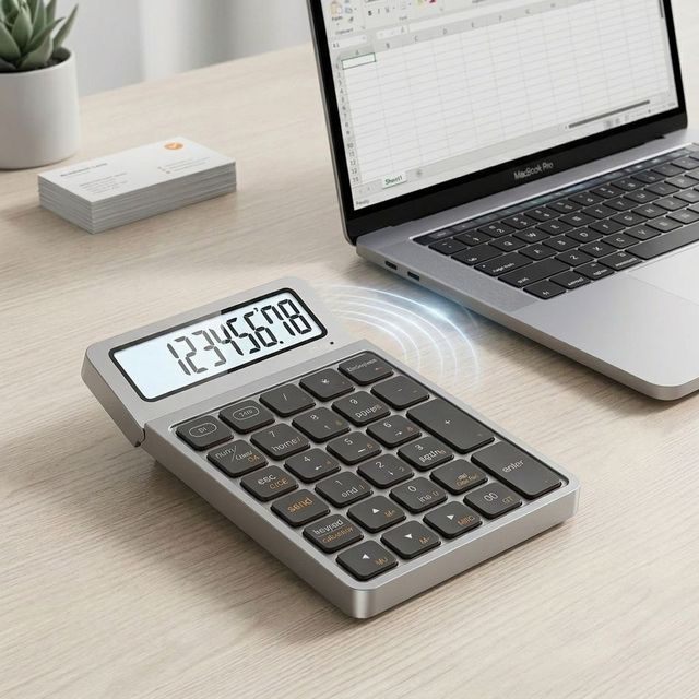 Bluetooth 2.4G Dual Mode Wireless Numeric Keypad Rechargeable Number Pad with LCD Display for Laptop Financial Accounting