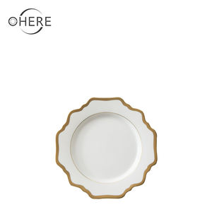 للبيع بالجملة بورسلين بحافة ذهبية 13 بوصة تأجير حفلات وحفلات الزفاف أنيق - Product Image 4