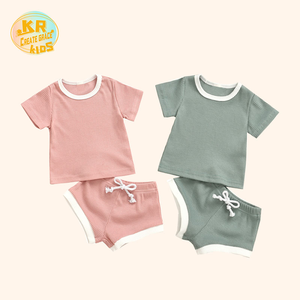 Grosir pakaian butik anak-anak kaus lengan pendek dan celana pendek pakaian bayi anak perempuan anak laki-laki setelan pakaian 2 potong - Product Image 6