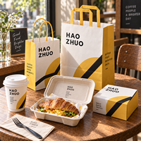 Sac en papier kraft de qualité supérieure, sac d'épicerie, emballage pour café, sac en papier kraft uni de haute qualité pour les cafés à emporter