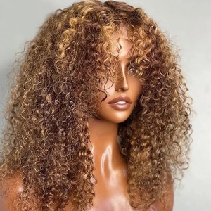Perruques Lace Front <span class=keywords><strong>Cheveux</strong></span> Humains Bruts Bouclés Longue Durée Couleur <span class=keywords><strong>Blond</strong></span> Mèches 4/27 Sans Colle Avec <span class=keywords><strong>Frange</strong></span> - Product Image 1