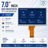 Écran LCD TFT 7 pouces 800x480 avec interface RGB pour systèmes de modules LCD TFT industriels et extérieurs