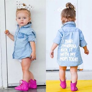 Camisas de otoño para niñas de 2 a 7 años, tops de mezclilla para niños, ropa con estampado de letras, chaqueta cálida de manga larga, abrigo para niños - Product Image 5