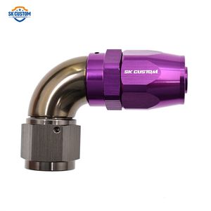 AN6/AN8/AN10ワンピースホースエンド鍛造アルミ合金旋回燃料継手アダプター45 ° 90 ° 120 ° 150 ° 180 ° インターフェースパープル - Product Image 4