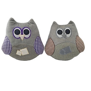 Patchwork-Karierte Eulen-Türstopper mit Gewicht, Tierischer Türstopper im Landhausstil für Innenräume - Product Image 1