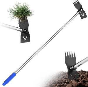 Weed Puller Tool mit langem Griff 60 "Manuelles Weeder-Entferner-Werkzeug 2 in 1 Hand Weed Rake und Garden Hoe für die Gartenarbeit - Product Image 1