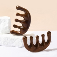 Peines de Madera para Masaje de Cinco Dedos Personalizados Peine de Madera para Masaje de Meridianos Peine de Pelo de Dientes Anchos de Sándalo Natural