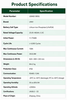 Batterie au lithium LiFePO4 25,6V 460AH 0,3C 11,77kWh 4000 cycles, empilable, haute puissance, pour tricycle électrique et voiture à quatre roues