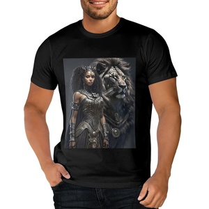 Camiseta de mujer personalizada de envío rápido de fábrica, camiseta informal de manga corta con cuello redondo, camiseta de gran tamaño, camisetas gráficas de niña y <span class=keywords><strong>León</strong></span> Animal - Product Image 3