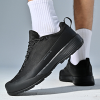 Chaussures de course pour hommes, chaussures de sport à lacets pour la course lente, la randonnée en montagne et sur sentiers, chaussures tout-terrain en tissu élastique avec embout en acier et semelle intermédiaire en EVA