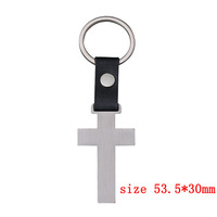 Porte-clés en acier inoxydable vierge et cuir PU, haute qualité, formes variées (carré, bouclier, croix, rectangulaire) - Meilleures ventes
