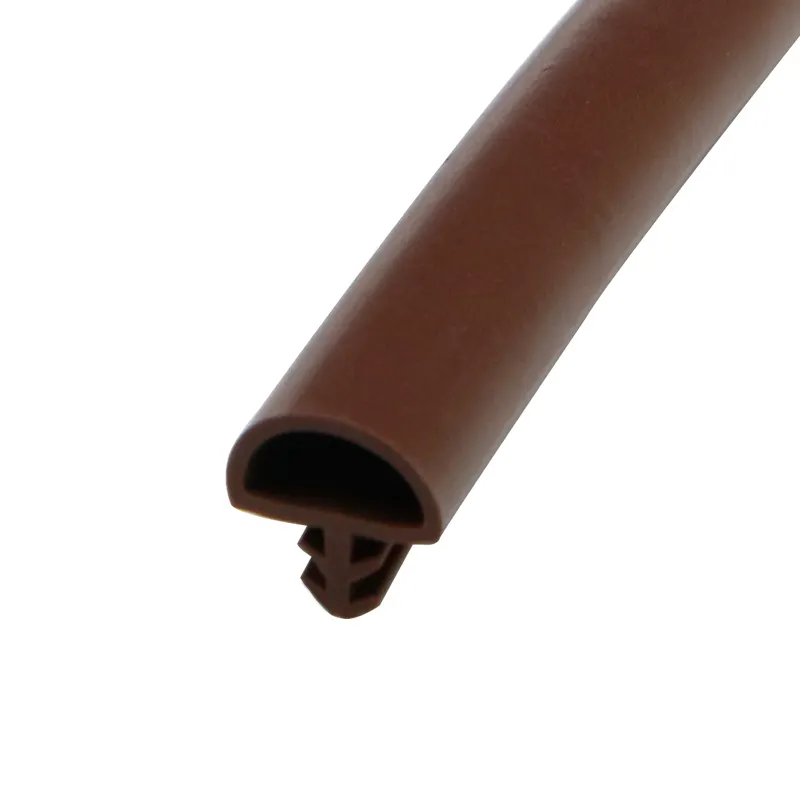 Brown PVC Rubber Weather Stripping Door Extrusion Extruded Repair Sealing Strip Wooden Door Frame Groove Gasket Seals D 10x5x4mm