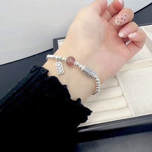 S925 Sterling Silver <b>Bead</b> <b>Bracelet</b> With Natural Stone Charm For Women Gift Jewelry - Product Image 2