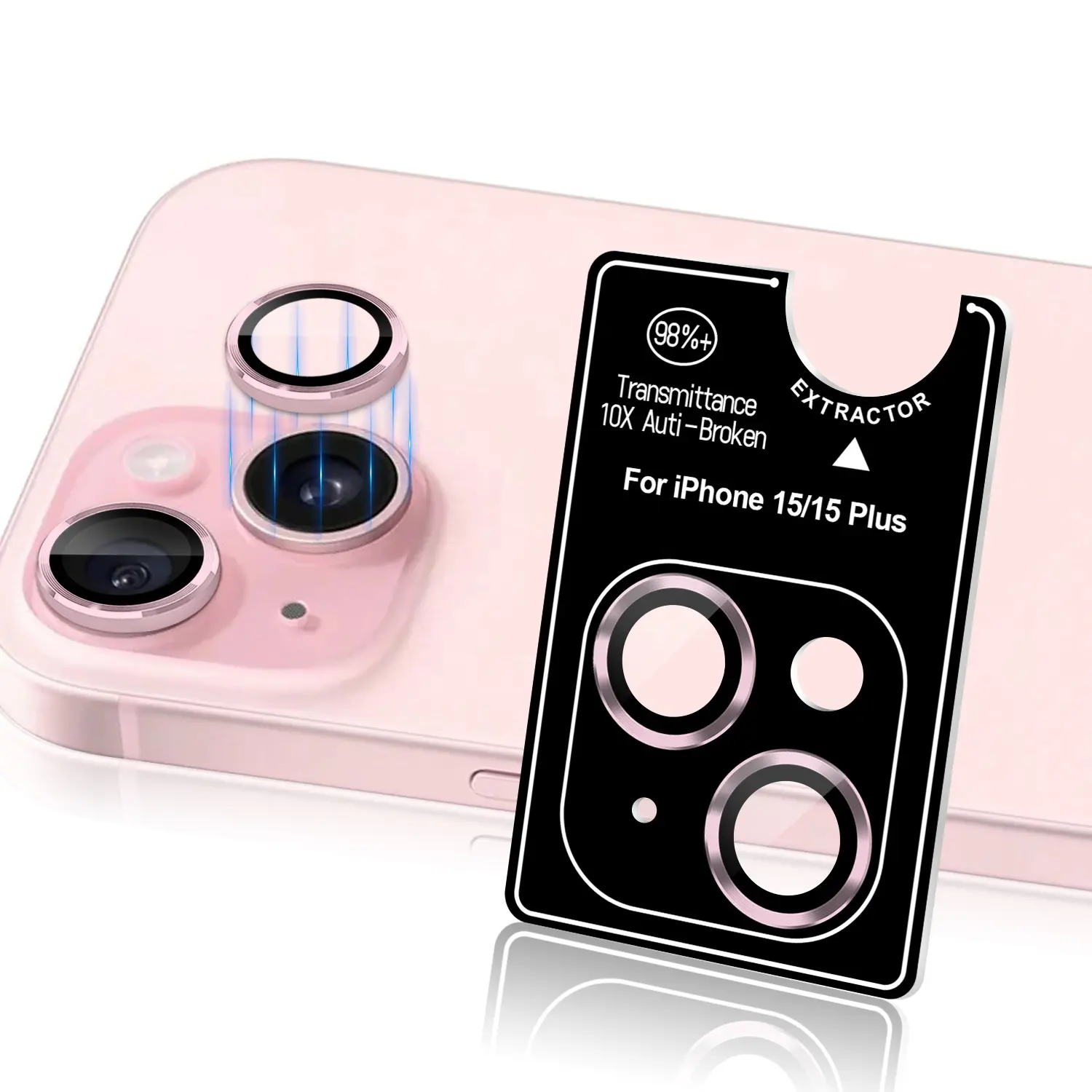 Voor Iphone 15 Ring Camera Lensbeschermer Met Verwijdering Tools Eenvoudig Te Installeren Anti-Shock En Case Vriendelijk