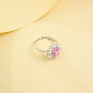 Anillo de Moda de Plata de Ley 925 con Zafiro Padparadscha Cultivado en Laboratorio - Product Image 4