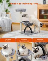Arbre à chat écologique de 28 pouces de haut avec grand hamac de 15,7 pouces, griffoir en bois et sisal pour chats d'intérieur