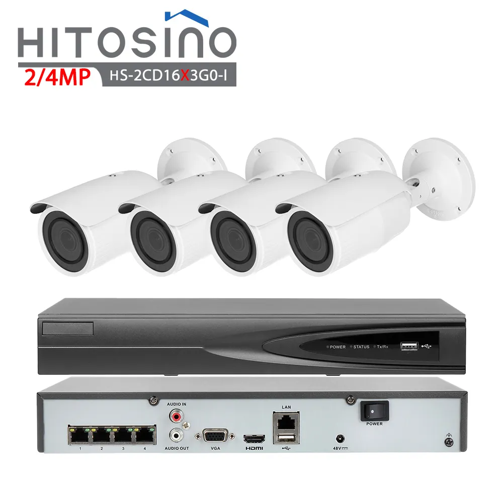 Hitosion Nvr Poe Systeme de Camera 4Mp Ir Bullet Home Ip Cameras Systems Camara Kits Video Surveillance Security CCTV System