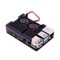 Boîtier métallique GGDX pour Raspberry Pi 4 Modèle B en alliage d'aluminium avec double ventilateur pour dissipation thermique