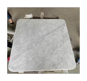 Juego de mesa de comedor de corte a tamaño, muebles de restaurante, mesa de centro de mármol de Carrara blanco de corte personalizado, tapas de piedra - Product Image 3