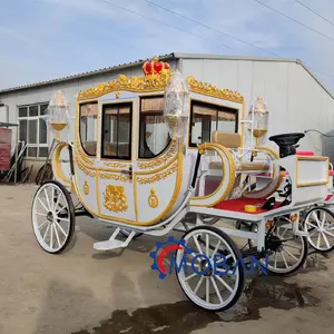 Chariot royal électrique de haute qualité chariot de cendrillon tiré par des chevaux pour la fête de mariage chariot royal électrique blanc