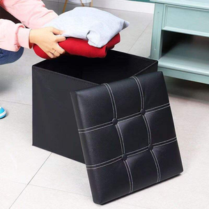 Moderno multifunzionale cubo in pelle pouf sgabello con riporre pieghevole banco organizzatore per camera da letto e Hotel mobili - Product Image 3