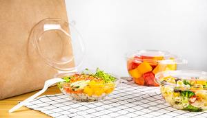 Récipients jetables pour aliments à emporter en plastique à charnière PET de 32oz empilables et recyclables pour les plats et salades de style familial - Product Image 4