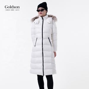 Chaqueta de ganso delgada de nuevo diseño 2021 para mujer, decoración de piel con capucha cálida de invierno, prendas de vestir exteriores informales transpirables impermeables de nailon - Product Image 6
