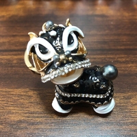 Porte-clés Mini Lion Dansant en Métal, Tête Rotative, Strass en Cristal, Pendentif de Sac Anime, Cadeau de Nouvel An Porte-Bonheur, Vente Chaude