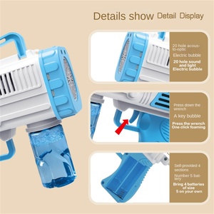 Ventas calientes Automático 20 Agujeros Cohete Soplador de jabón Plástico Alta demanda Cohete Bazooka Pistola de burbujas - Product Image 6