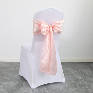 Hotel Nordic-style Plain Dyed Wedding Banquet <strong>Chair</strong> <strong>Covers</strong> <strong>Chair</strong> Back Silk Scarves Satin Ribbons for Decoration - Product Image 2