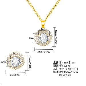 Ensemble collier et boucles d'oreilles en forme de fleur de perle scintillante, en alliage de cuivre, bijoux de fête pour femmes, à la mode - Product Image 5